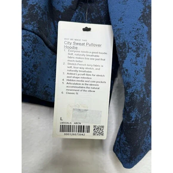 NWT Lululemon City Sweat Camo Pullover Hoodie Size L Blue Multi NEW MSRP $118 - Picture 3 of 14